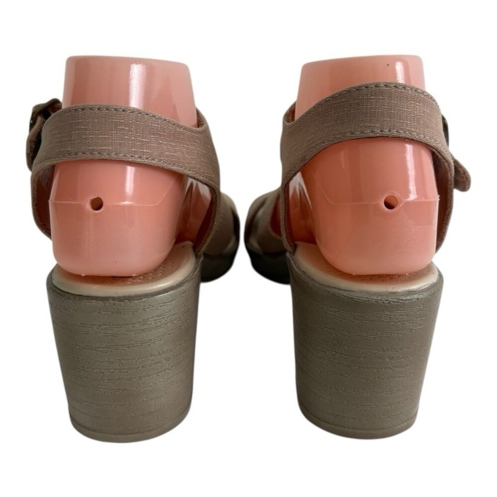 Bzees Women's Shoes Size 7.5 Everly Tan/Nude Block Heel Strappy Sandals Comfort - Picture 5 of 10